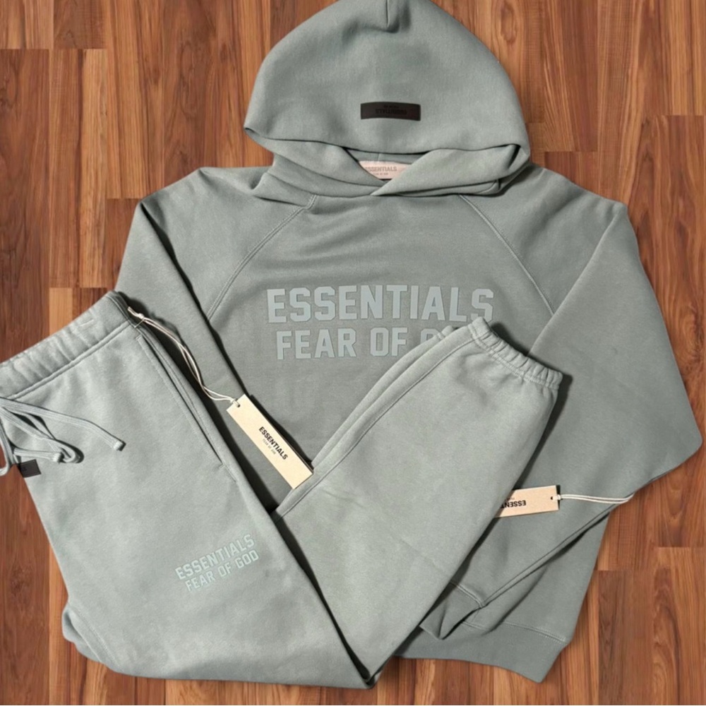 Fear of God Essentials Hoodie and Sweatpants in Sycamore